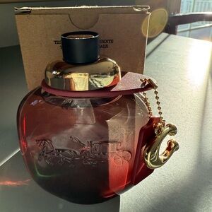 Coach Burgundy Glass Perfume Bottle with Gold Cap